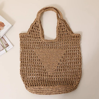 Women Rattan Tote Bag Aesthetic Wicker Shoulder Handbag Fashion Luxurious Designer Trend Straw Bag Women Shopping Organizers