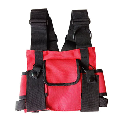 Beg Dada Taktikal Berfungsi untuk Lelaki Fesyen Peluru Hip Hop Vest Beg Streetwear Beg Pinggang Uniseks Beg Rig Dada Hitam 899 
