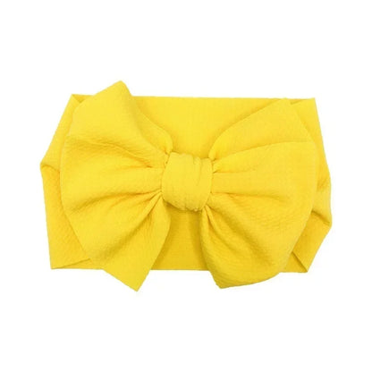 Fashion Handmade Bowknot Elastic Wide Hairband Toddler Solid Color Big Bows Headband Baby Girls Headwear Holiday Gifts