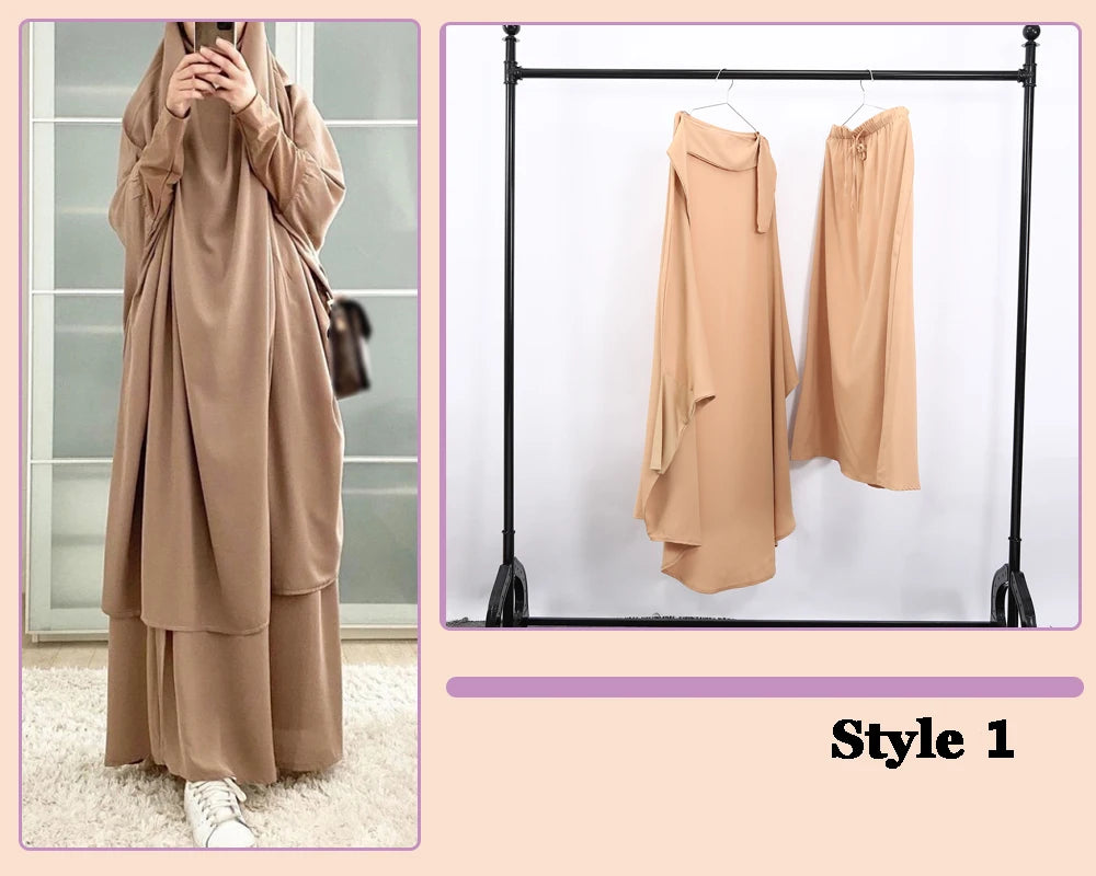 Women Hooded Muslim Hijab Dress Eid Prayer Garment Jilbab Abaya Long Khimar Full Cover Ramadan Gown Abayas Islamic Clothing