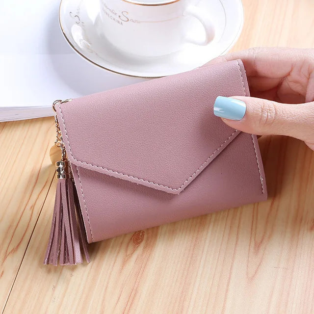 Short Tassel Wallet Women Fashion Purse Female Mini Wallets New Korean Students Lovely Purse Female Small Wallet for Girl