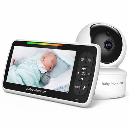 Babystar 5inch Video Baby Monitor with Remote Pan-Tilt-Zoom Camera and Audio.Two Way Talk VOX Mode Lullabies BabyPhone