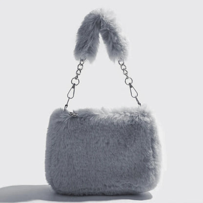 Women Plush Tote Handbag Casual Furry Satchel Bag Versatile Fluffy Shoulder Bag Soft Cute Fall Winter Female Purse