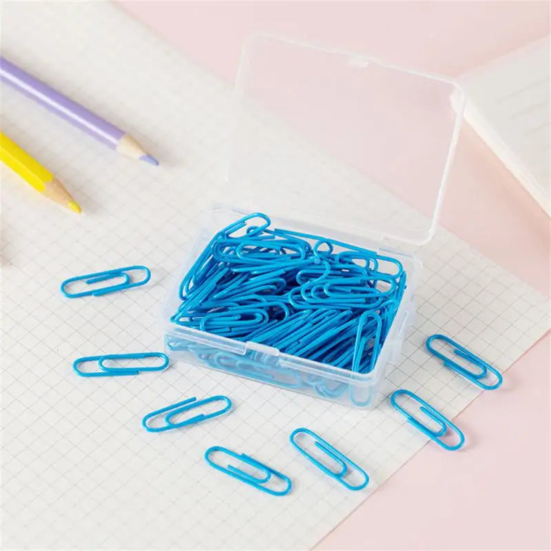 Box Colored Paper Clip Metal Clips Memo Clip Bookmarks Stationery Office Accessories School Supplies Length 18mm/50mm