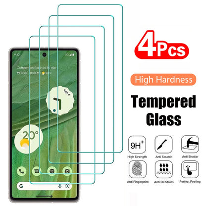 4PCS Kaca Terbaja untuk Google Pixel 9 8 Pro 8A 7 7A 6 6A 5 5A 4A 4 XL 3 9H Kaca Filem Pelindung Skrin Lutsinar Pelindung 