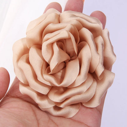 9cm Bunga Peony Satin Buatan Tangan Buatan Tangan untuk Klip Jepit Rambut Pakaian Hiasan Kepala Aksesori DIY DIY roset Fabrik Sutera organza 