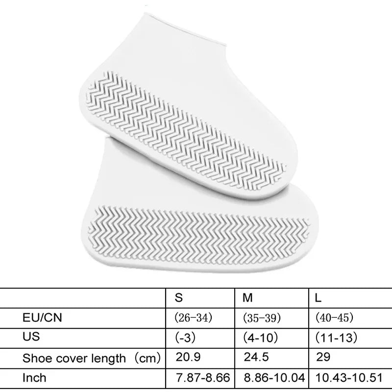 1 Pair Silicone WaterProof Shoe Covers Lip-resistant Rubber Rain Boot Rain Gear Overshoes Accessories for Outdoor Rainy Day