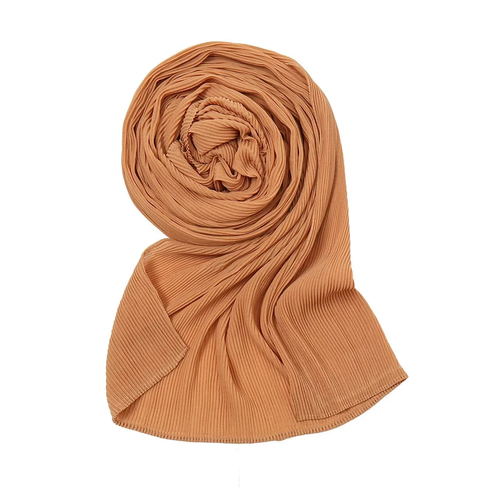 Big Size Pleated Chiffon Hijab Scarf for Muslim Women Turban Pashmina Shawls and Scarves Women Bandana Headband Hijabs Headscarf