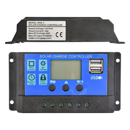 太阳能充电控制器 12V24V 30A/20A/10A 自动 LCD 双 USB 5V 输出光伏太阳能电池板 PV 调节器负载放电器