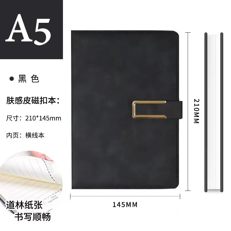 Vintage A5 Leatherbound Notebook Personalized Soft Cover Business Notebook Office Magnetic Buckle Notebook Diary Notebook