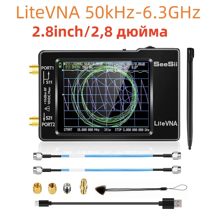 Penganalisis Spektrum LiteVNA 50kHz-6.3GHz NanoVNA Vector Network Analyzer Sokongan Penyimpanan Data litevna 64 Antena Analyzer 