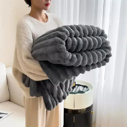 Soft Blanket Winter Warm Bedspread on The Bed Office Thicken Blankets INS Solid Color Sofa Cover Plaid Bedroom Decoration 담요