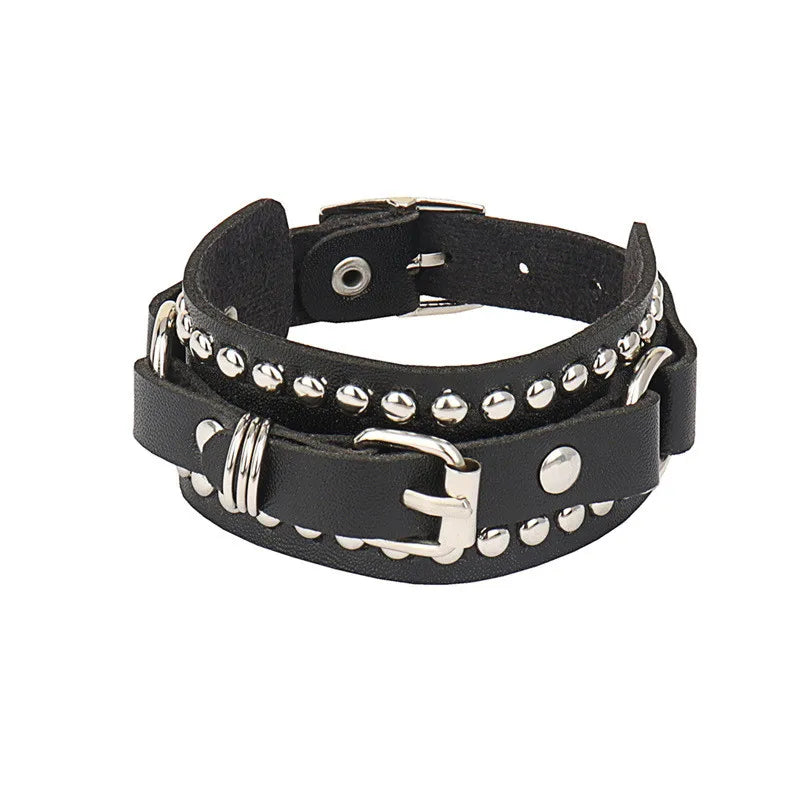 2022 Punk Rivet Nightclub Trend Bracelet Skull Bracelets Bangle Stainless steel Gothic Multi-level Fashion Jewelry wholesale