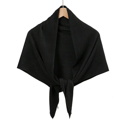 Plain Wrinkle Square Pleated Scarf Satin Shawls Wrap Stole Muslim Hijab 90*90cm Malaysia Kerchief Bandanas Headband Silk Scarves