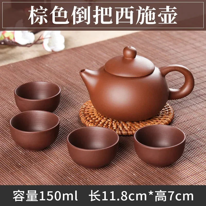 1 Pot & 4cups Without Base Yixing Purple Sand Tea Set Travel Portable Tea Suit Chinese Tea Ceremony Supplies Productos 2024 New