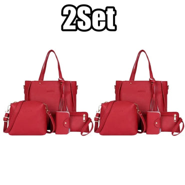 4pcs Women Ladydaily Pu Leather Portable Fashion Zipper Handbag Shoulder Bags Luxury Tote Purse Messenger Satchel Set