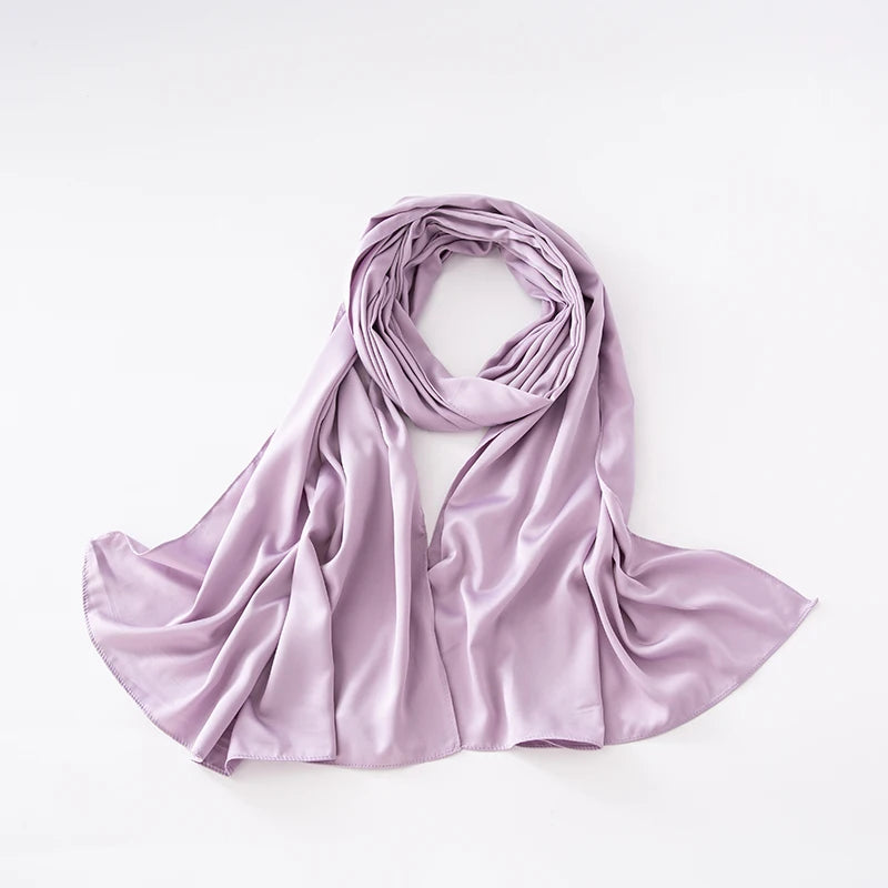 Cheap Plain Long Satin Polyester Scarves Matte Feeling Solid Women Scarf Soft Malaysia Women Shawl Big discount Muslim Hijab