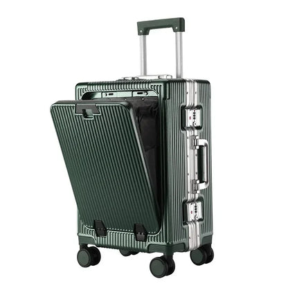 20/22/24/26/28'' Rolling Luggage Laptop Front Open Pocket Case Aluminum Frame Travel Trolley Suitcase Cabin Carry on Luggage Bag