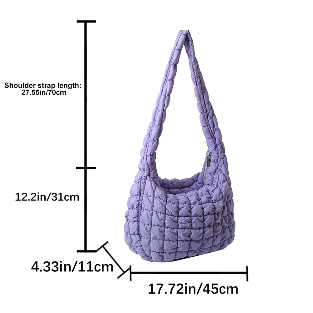 Beg Selempang Berlapis Empuk Baharu untuk Wanita Beg Bahu Awan Berlipat Bubbles Beg Tangan Berbentuk Baldi Tote Besar Beg Tangan Ruched 