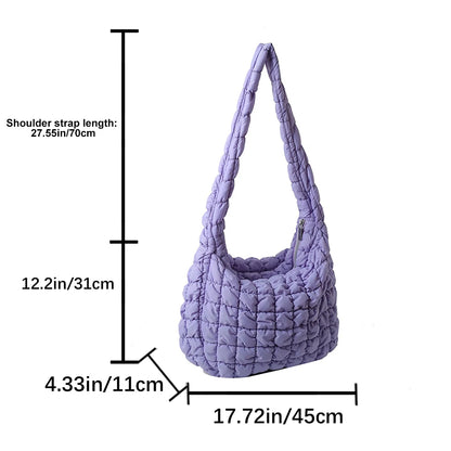 Beg Selempang Berlapis Empuk Baharu untuk Wanita Beg Bahu Awan Berlipat Bubbles Beg Tangan Berbentuk Baldi Tote Besar Beg Tangan Ruched 