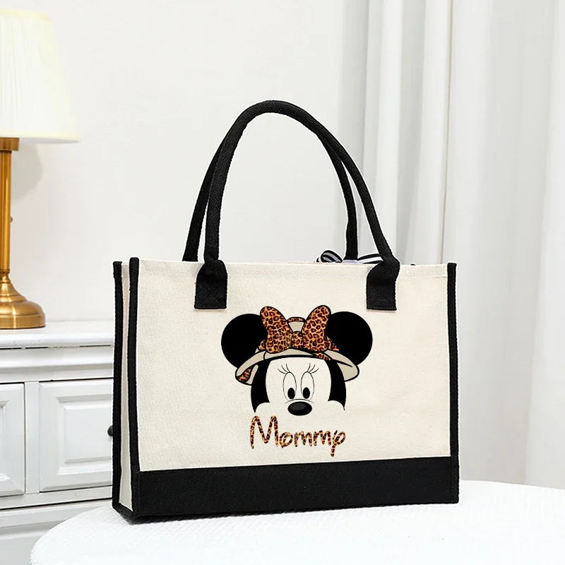 Disney Mickey Women Handle Tote Beach Bag Handbag Simple Wedding Large Capacity Shoulderbag Shopper Picnic Beach Gift Bags