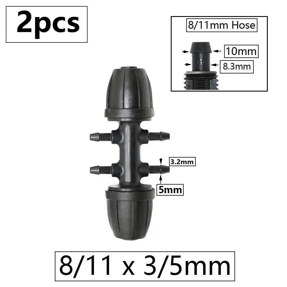 3/8" 8mm Penyambung Hos Taman 8/11 Hingga 4/7 3/5mm Pengurangan Hos Pemisah Air Tee Siku Hujung Palam Titisan Sistem Pengairan 