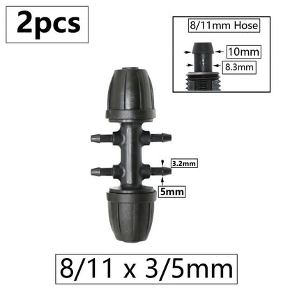 3/8" 8mm Penyambung Hos Taman 8/11 Hingga 4/7 3/5mm Pengurangan Hos Pemisah Air Tee Siku Hujung Palam Titisan Sistem Pengairan 