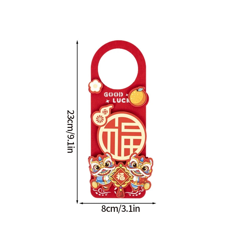 1/2pcs Chinese New Year Decorations 2025 Chinese Housewarming New Home Door Decor Lunar New Year Doorknob Hanging Pendant