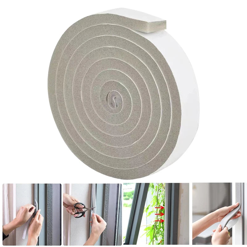 2M Foam Self-Adhesive Door Window Sealing Strip Wearable Sliding Dustproof Sponge Strip Soundproof Home Insulation Sealing Tape