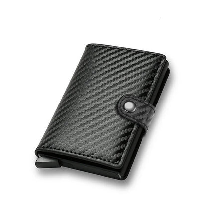 Carbon Fiber Credit Card Holder Wallet Men Rfid Smart Metal Thin Slim Pop Up Minimalist Wallet Small Black Purse Metal Vallet