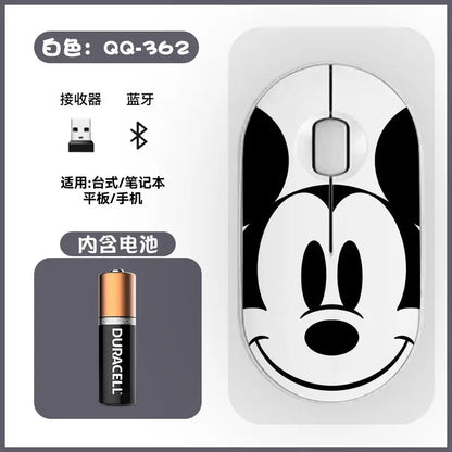 Disney Kawaii Mickey Mouse and Minnie Wireless Bluetooth Mouse Cute Cartoon USB Bluetooth Dual Mode Super Silent Home Laptop