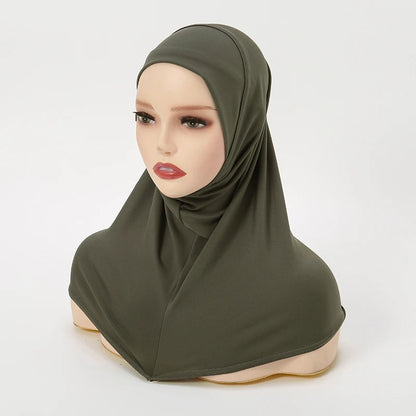 Instant Hemp Muslim Hijab Scarf Abaya Turban for Woman Islamic Women Head Wrap Ready to Wear Hijabs Pinless Neck Cover Turbans