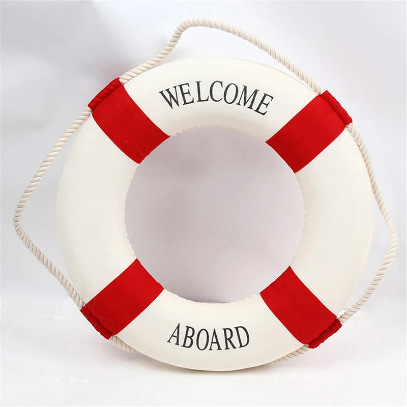 Life Buoy Crafts Living Room Decoration Nautical Style Welcome Decorative Red Blue Life Buoy Home Marine Beach Wall Decoration