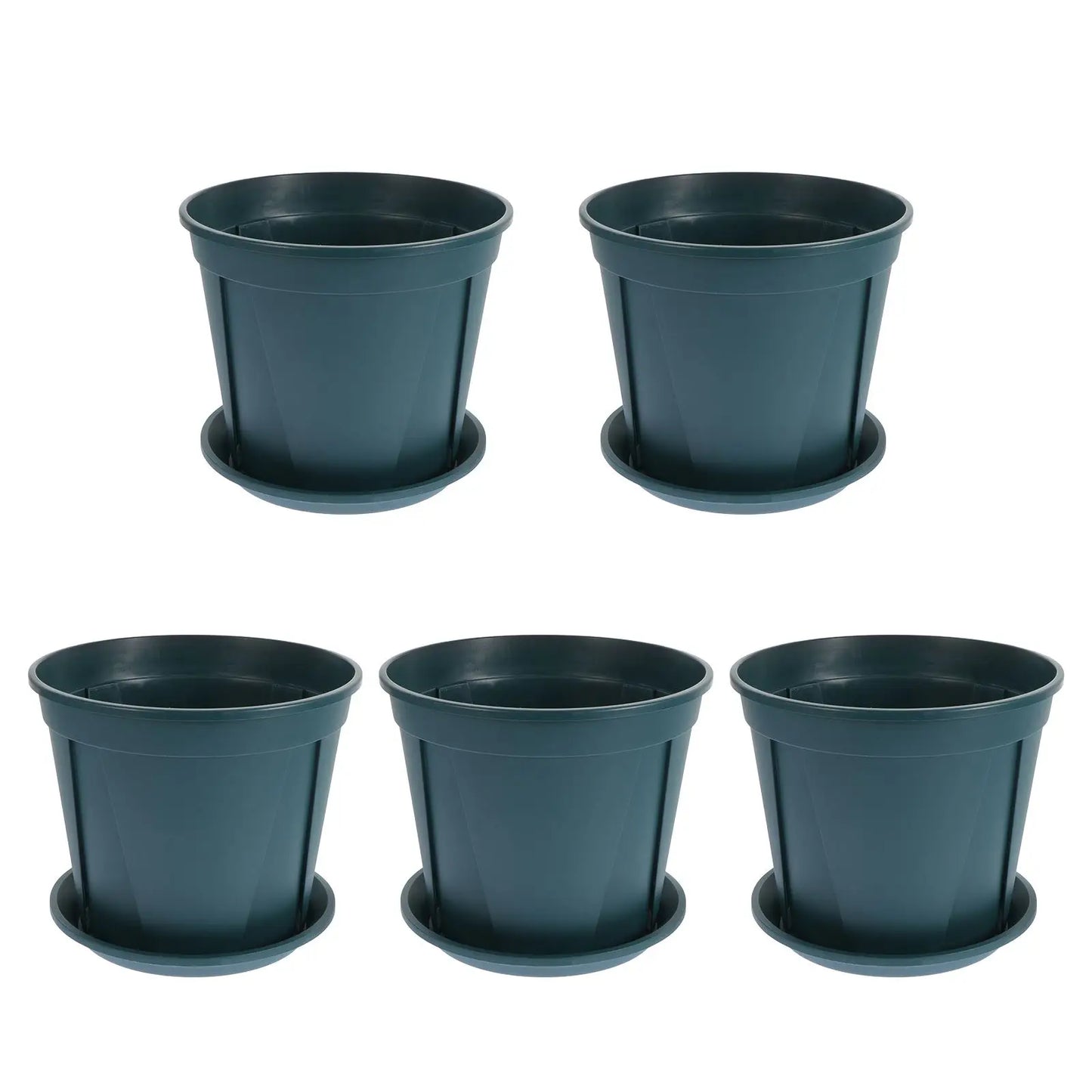 5 Sets Plant Pots Plastic Flower Pot Drainage Hole Trays Decorative Gardening Pots Window Box Planter Indoor