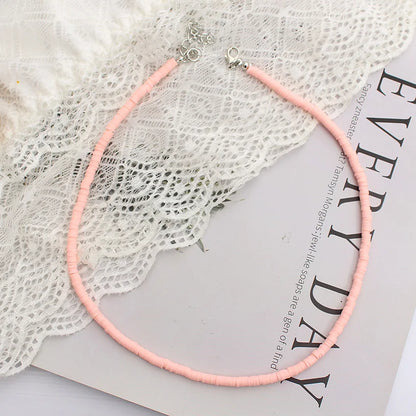 Colorful Beads Necklace Women Summer  Korean Handmade Fashion Boho Polymer Clay Choker  Pendant Neck Collar Female Beach Jewelry