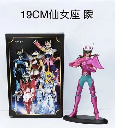 19CM Tokoh Anime Phoenix Ikki Hyoga Seiya Shiryu Model Perisai Berdiri Mainan Kanak-kanak Kotak PVC Hiasan Koleksi Desktop 