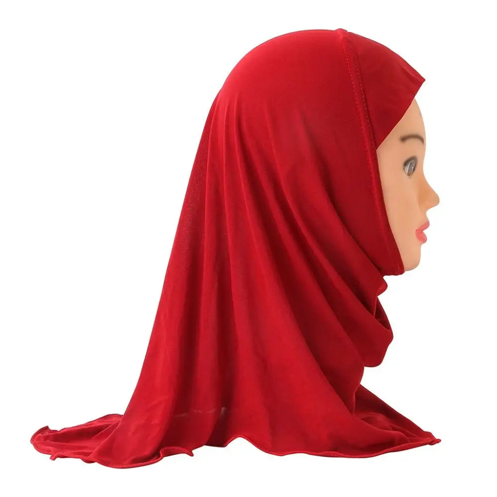 Muslim Girls Kids Hijab Islamic Scarf Shawls Soft and Stretch Material for 2 to 7 years old Girls 50cm Children Hijabs