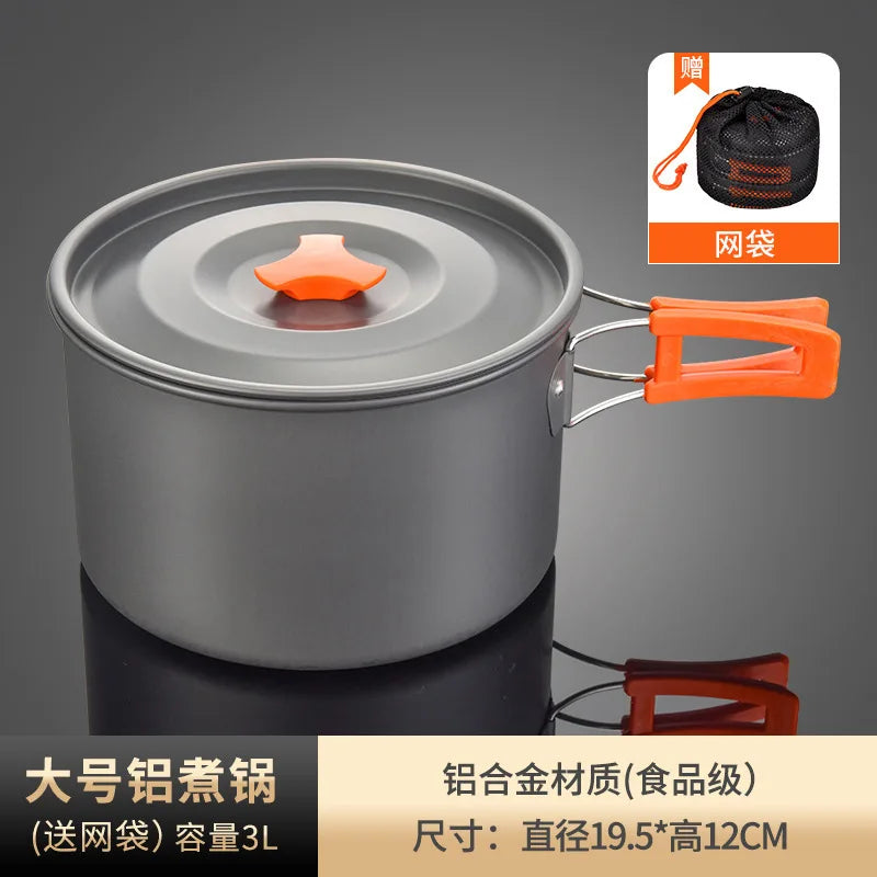 Outdoor cookware set, portable camping cookware set, three piece kettle set, camping specific pot, card stove set