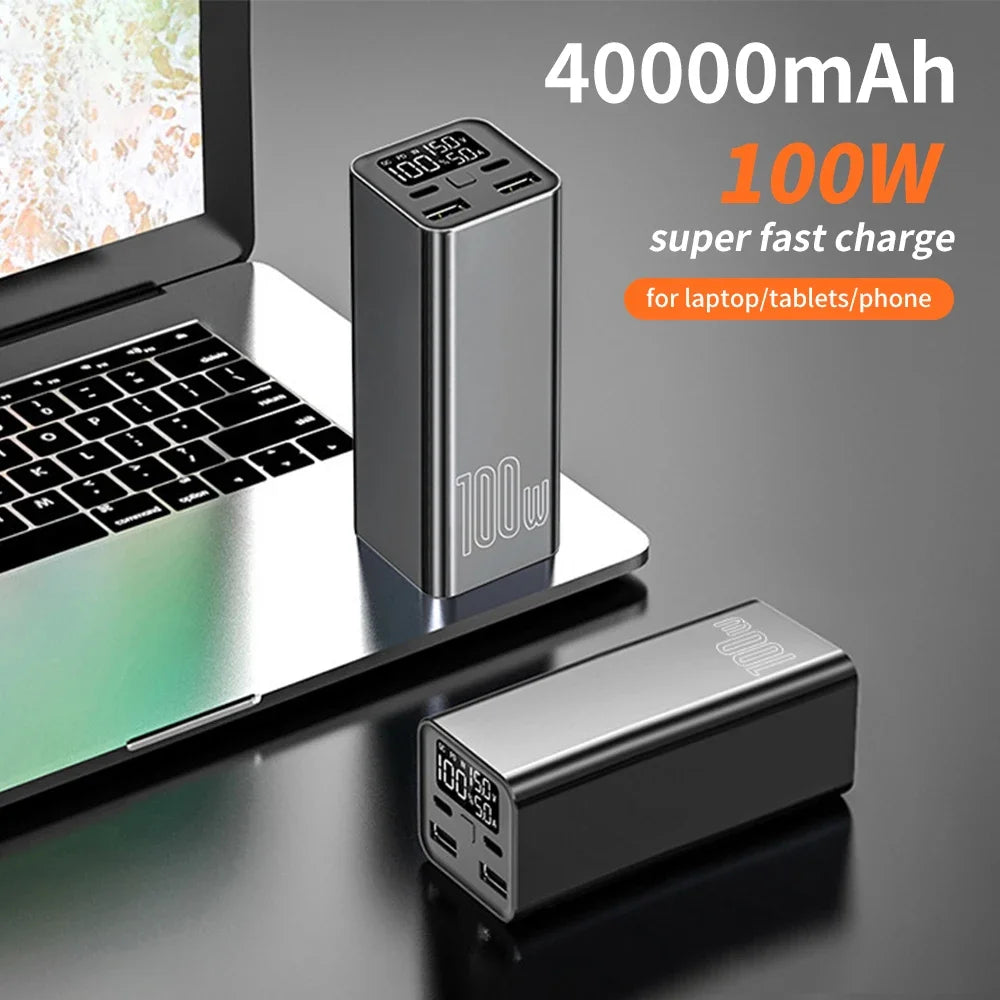 100W Power Bank 40000mAh 20000mAh with 22.5W PD Fast Charging Powerbank Portable Battery Charger For Smartphone Laptop Tablet