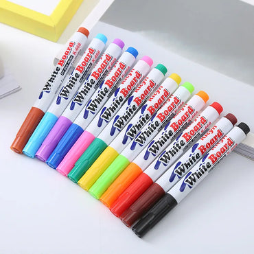 Knysna 12 Colors Whiteboard Marker Pen Erasable Colorful Marker Pens Liquid Chalk Pens School Office Writing Painting Stationary