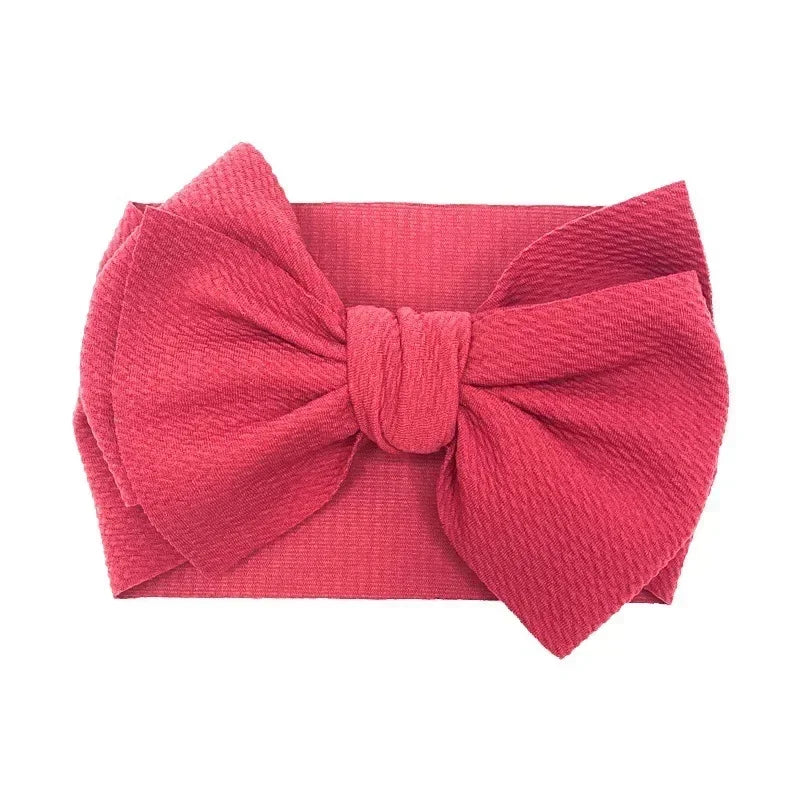 Fashion Handmade Bowknot Elastic Wide Hairband Toddler Solid Color Big Bows Headband Baby Girls Headwear Holiday Gifts