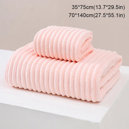 3Piece Bath Towels Set wrap edge thickened coral velvet candy bar bath towel Face Towels Set adult home pool beach seaside