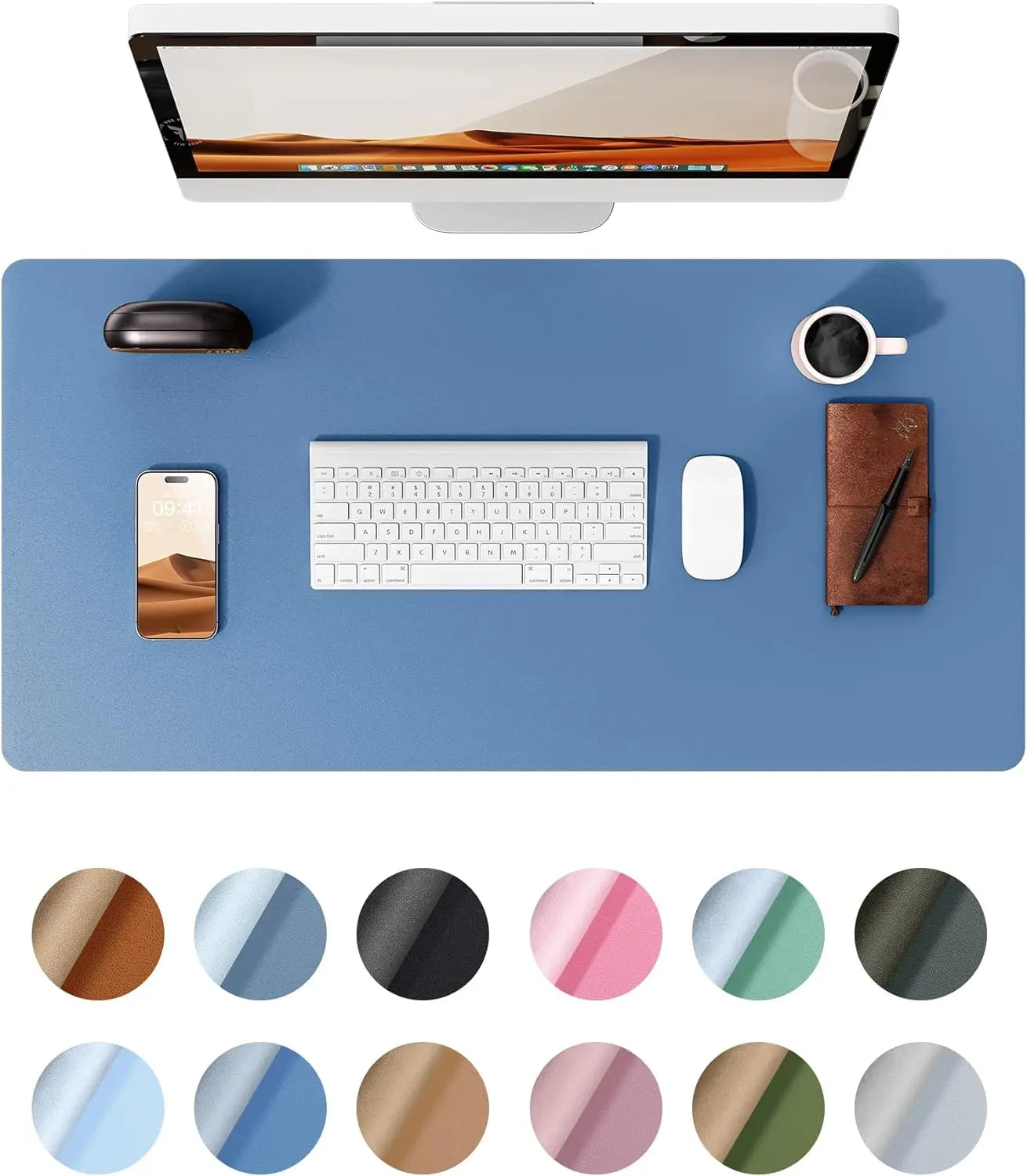 Leather Desk Pad Protector, Office Desk Mat, Large Mouse Pad, Non-Slip PU Leather Desk Blotter, Laptop Desk Pad  Waterproof