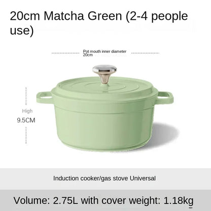 Enameled Cast Aluminum Dutch Oven With Lid 4.7L Nonstick Pan for Bread Baking Casserole Dish Enamel Coating For All Heat Source