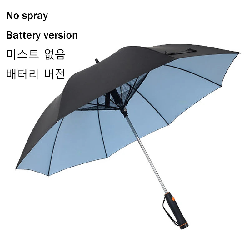 3 in 1 Umbrella with Fan Portable Misting Fan Umbrella With UV Protection Mist Spray Umbrella for Summer Cooling Battery Power