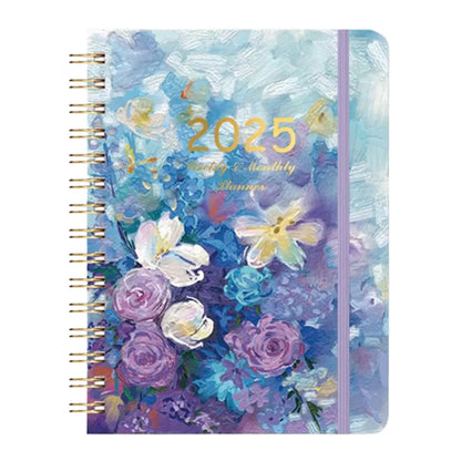 2025 A5 Notebook Spiral Bound Diary Planner with Monthly Tabs Calendar Planner for Office School