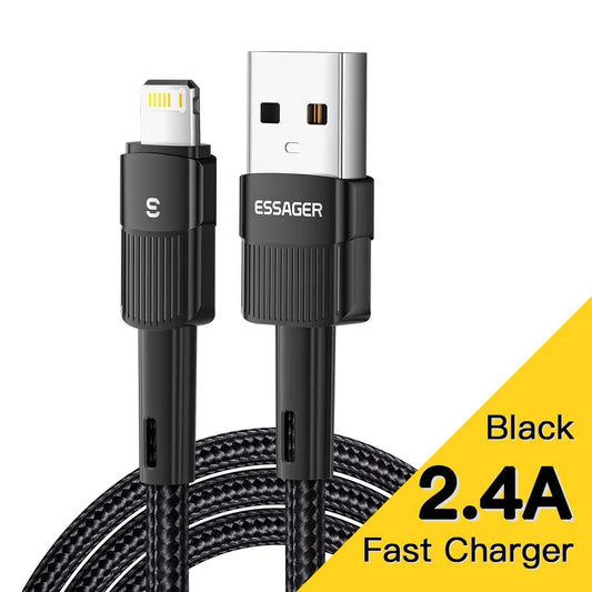 Essager Pengecasan Pantas Untuk Kabel Usb iPhone 11 12 13 Pro Max Mini Xs Xr X SE 8 7 6 Plus 6s 5 5s 2.4A Wayar Untuk Kord Pengecas iPhone 