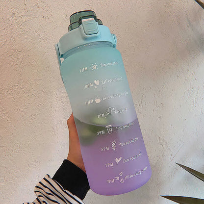 Water Bottle 2 Liters Gourd Motivational Water Bottle Time Marker Leak-proof Cup Large-Capacity Gradient Outdoor Sports Fitness