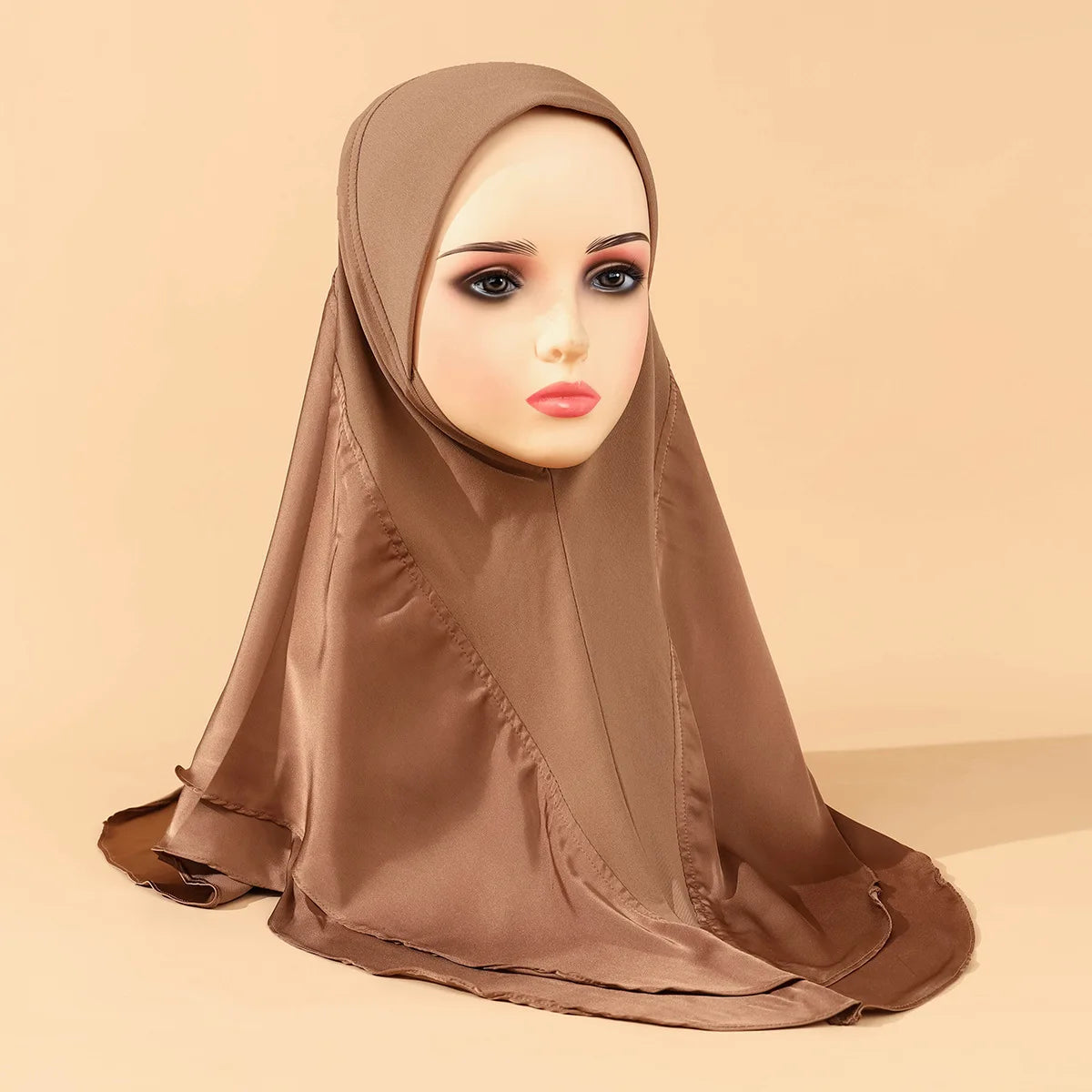 Chiffon Hijab Jersey Hijabs for Women Turban Malay Pullover Headgear Double Layer Solid Color Headscarf Bonnet Hijab Turbante