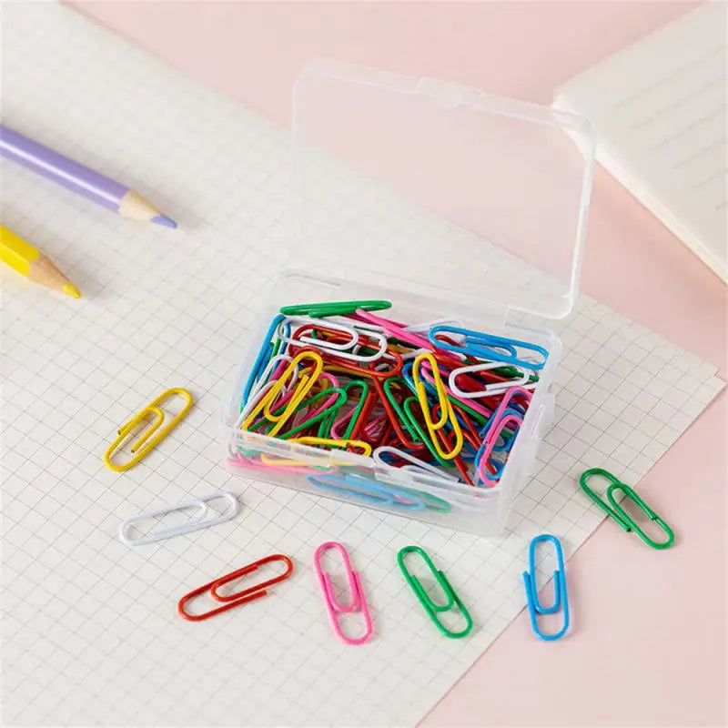 Box Colored Paper Clip Metal Clips Memo Clip Bookmarks Stationery Office Accessories School Supplies Length 18mm/50mm